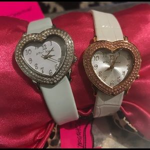 White heart silver Betsey Johnson watch crystal